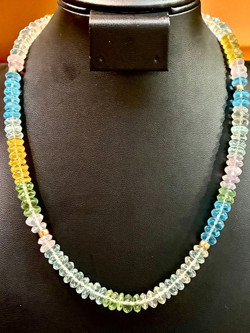 Laguna Necklace with Multicolor Glass and Gold Beads - Picture 2 of 5